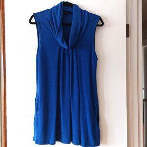 Papillon Blue Stretchy Sleeveless Sweater Dress with Pockets - Large
